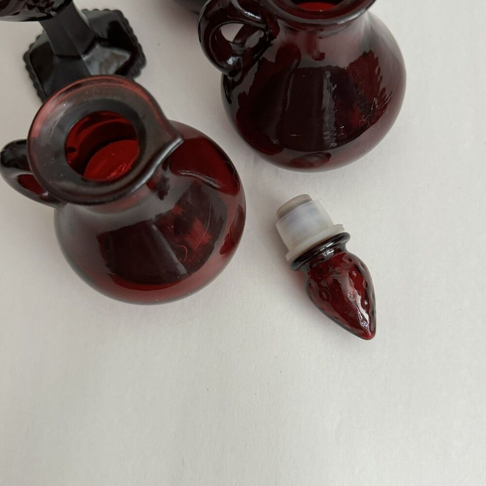 LOT Avon Cruets‎ Ruby Red Glass Shot Goblet Decanter Stopper - Picture 3 of 11